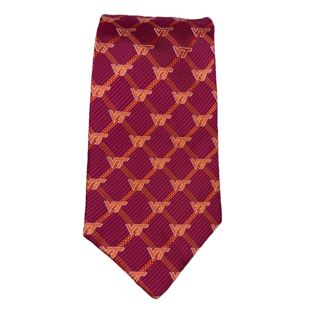 Eagle Wings Tie Mens Virginia Tech Hokies Silk Neck Tie Maroon Reversible‎ Logo